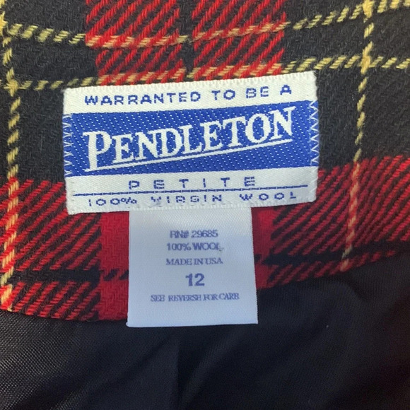 Pendleton sz 12 large Wallace plaid wool blazer red black yellow tartan vintage - Picture 8 of 10